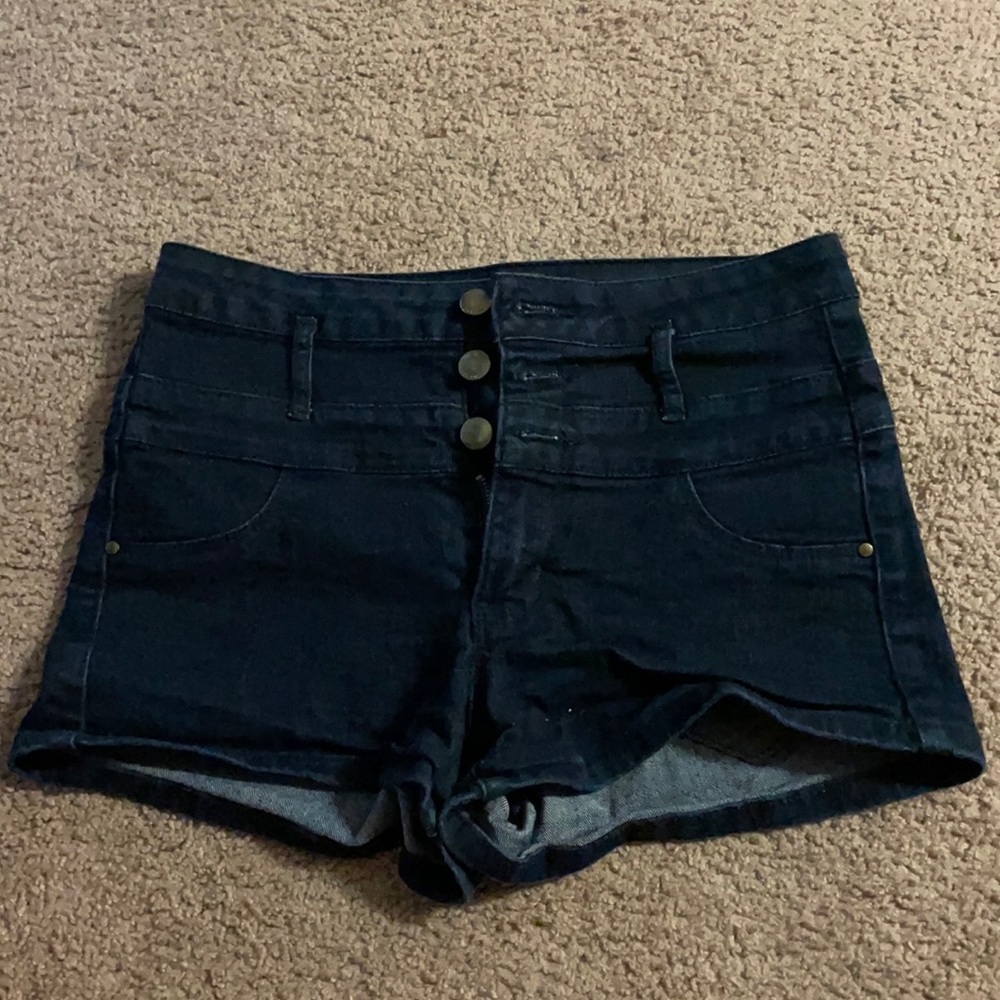 High waisted button up shorts